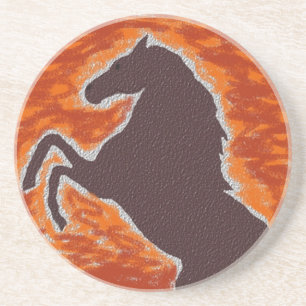 Fiery Rearing Horse Underlägg Sandsten