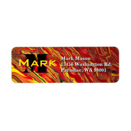 Fiery Red Acrylic Flow Art Returadress Etikett