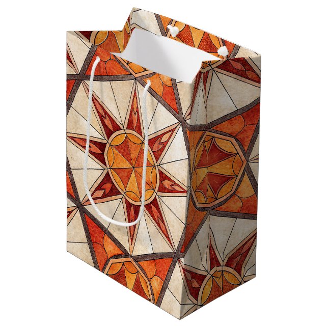 Fiery Red and Orange Starburst - Geometric Mosaic (Framsidan Vinklad)