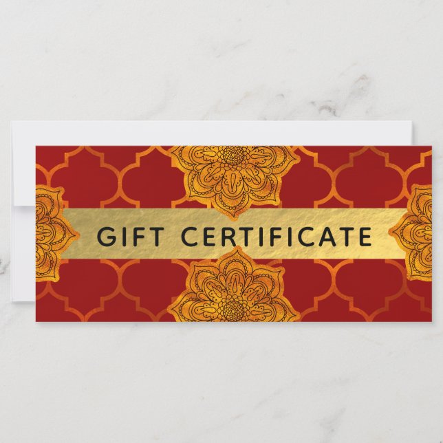 Fiery Red Guld Royal Indian Gift Certificate (Framsida)