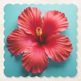 Fiery Red Hibiscus Underlägg Papper