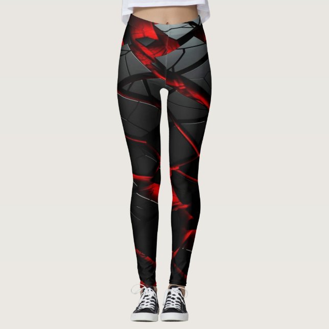 Fiery Red High-Waisted Athletic Leggings (Framsida)