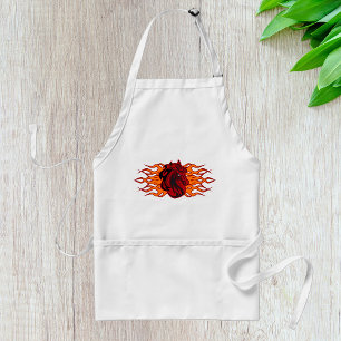 Fiery Red Horse Head med Flames Förkläde
