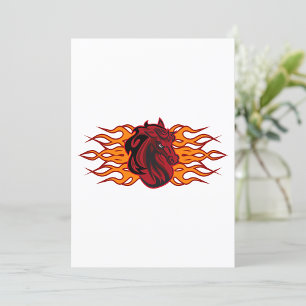 Fiery Red Horse Head med Flames Inbjudningar