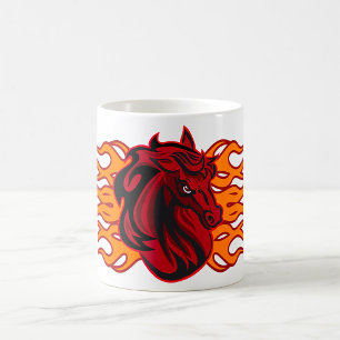 Fiery Red Horse Head med Flames Kaffemugg