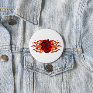Fiery Red Horse Head med Flames Knapp