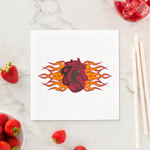 Fiery Red Horse Head med Flames Pappersservett