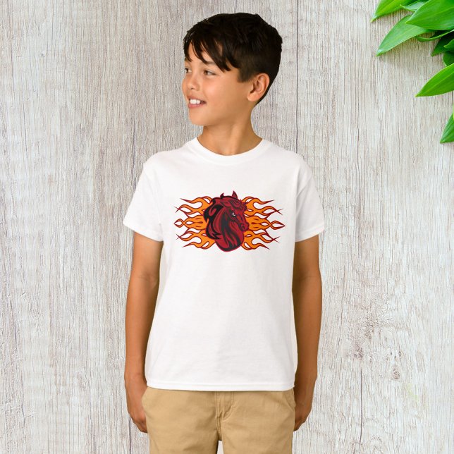 Fiery Red Horse Head med Flames T Shirt (Skapare uppladdad)