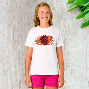 Fiery Red Horse Head med Flames T Shirt