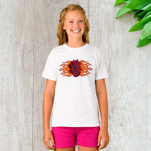 Fiery Red Horse Head med Flames T Shirt (Skapare uppladdad)
