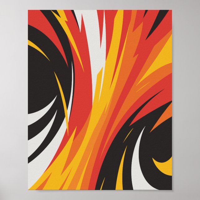 Fiery Red, Orange och Gult Abstract Design Poster (Framsidan)