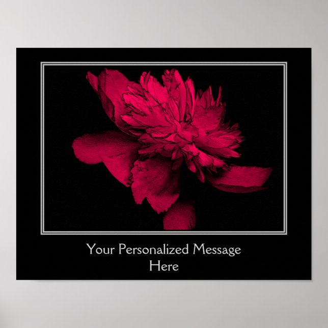Fiery Red Peony Flower Personlig Poster (Framsidan)