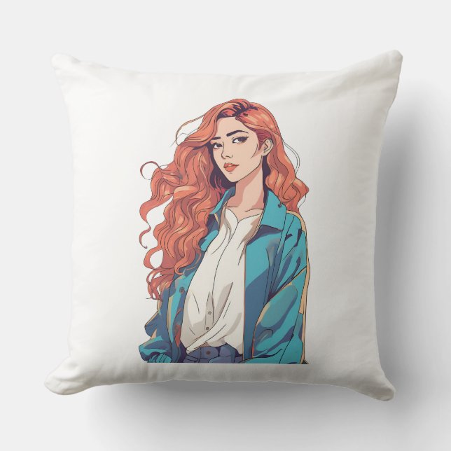 Fiery Rödhårig Aesthetic Kudde (Framsida)