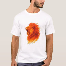 Fiery Roeing Lejon Head Illustration T Shirt