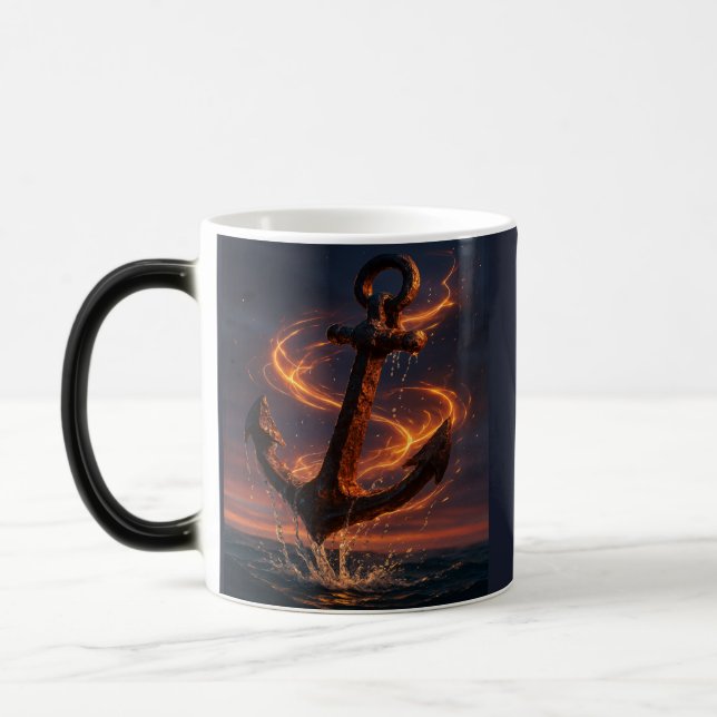 Fiery Rustic Anchor – Nautical Fantasy Wall Art Magisk Mugg (Vänster)