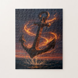 Fiery Rustic Anchor – Nautical Fantasy Wall Art Pussel
