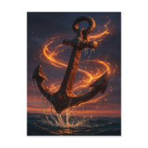 Fiery Rustic Anchor – Nautical Fantasy Wall Art