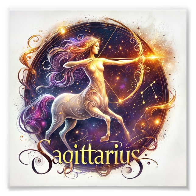 Fiery Sagittarius Zodiac Art Fototryck (Framsidan)
