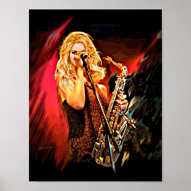 Fiery Saxophone Player Poster (Framsidan)