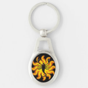 Fiery Scorpio Ovalt Silverfärgad Nyckelring