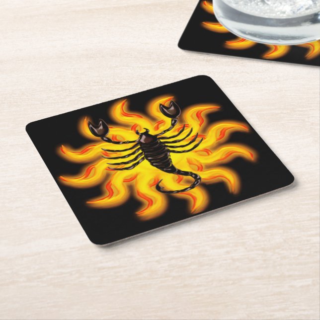 Fiery Scorpio Underlägg Papper Kvadrat (Vinklad)