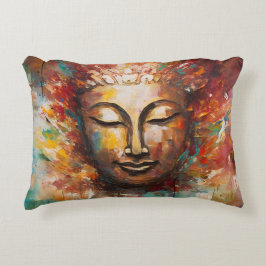 Fiery Serenity - Buddha Expressionist Art Prydnadskudde