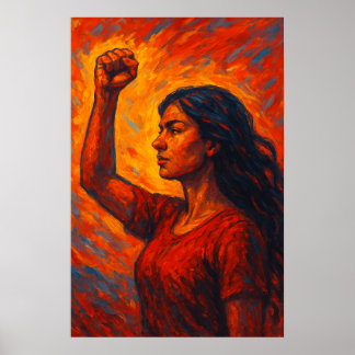 Fiery, She Rises | Feminist Raised Fist Woman Poster