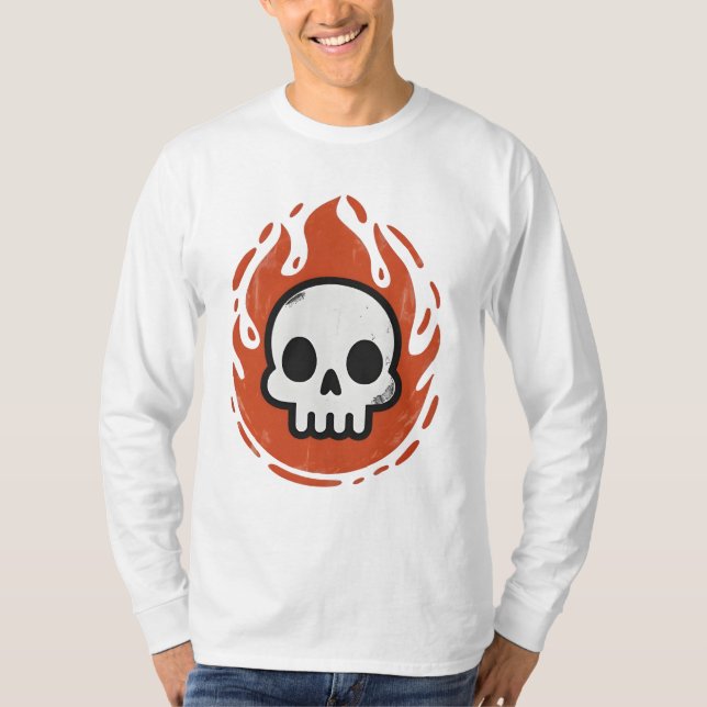 Fiery Skull Emblem T Shirt (Framsida)