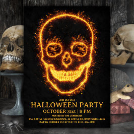 Fiery Skull Halloween fest Inbjudningar
