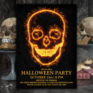 Fiery Skull Halloween fest Inbjudningar