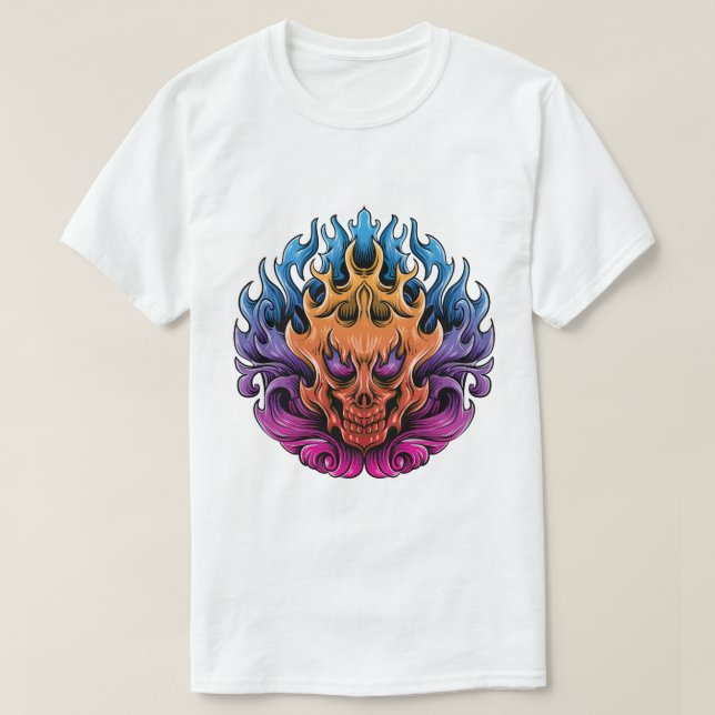Fiery Skull Mandala T Shirt (Design framsida)