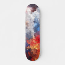 Fiery Sky Storm Abstract Skateboard