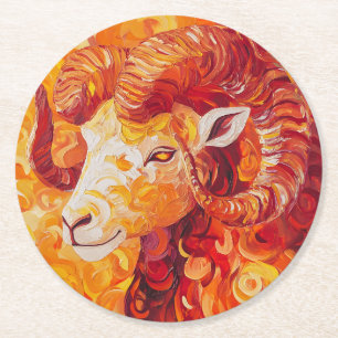 Fiery Solar Capricorn Spirit Underlägg Papper Rund