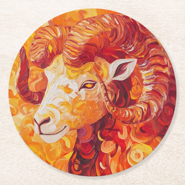 Fiery Solar Capricorn Spirit Underlägg Papper Rund (Framsidan)