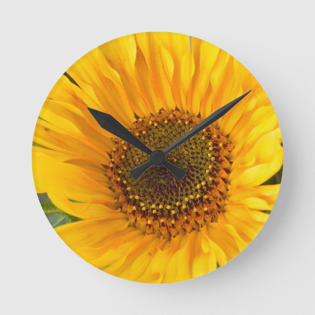 Fiery Solros Rund Klocka (Framsida)