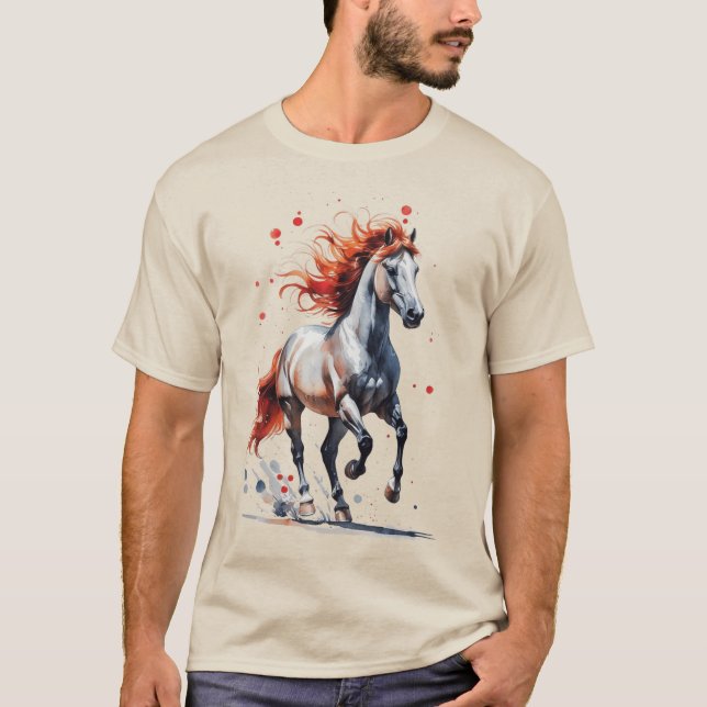 Fiery Spirit - Majestic Horse Watercolor T-Shirt (Framsida)