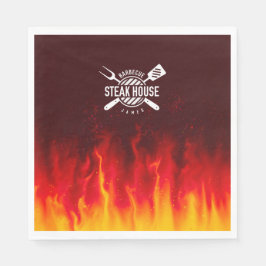 Fiery Steak House Napkins - Anpassningsbar BBQ Fla Pappersservett