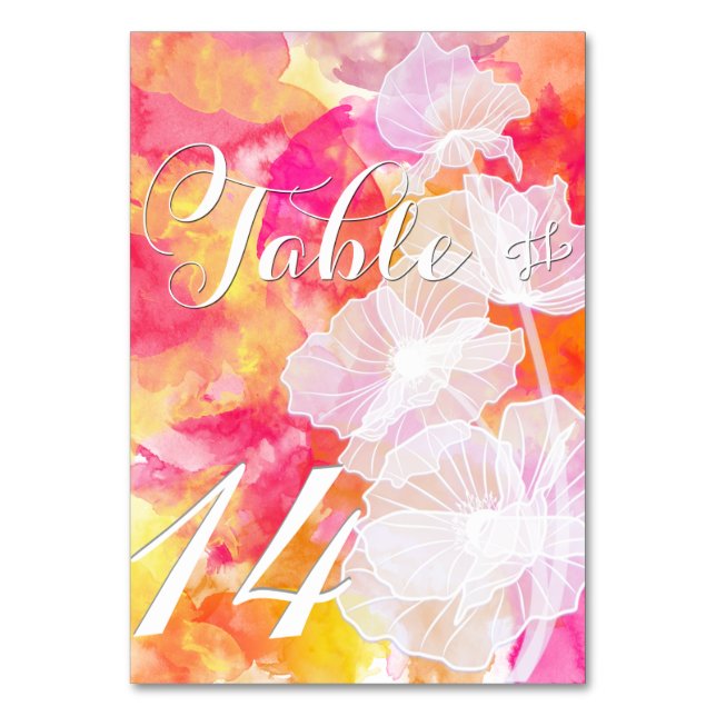FIERY SUNSET WATERCOLOR HOLLYHOCK BORD CARDS BORDSNUMMER (Framsidan)
