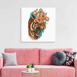 Fiery Tiger Bloom Canvastryck