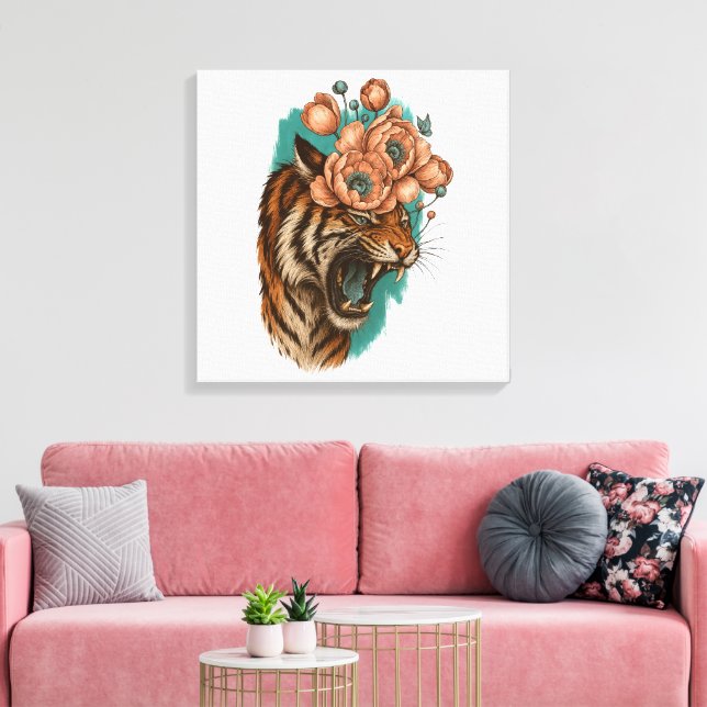 Fiery Tiger Bloom Canvastryck (Insitu (Vardagsrum))