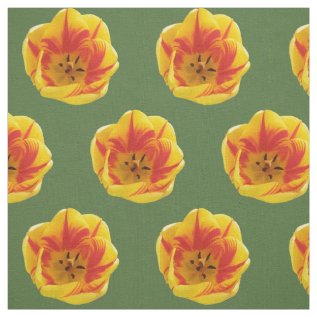 Fiery Tulip Blommigt Patterned Fabric Tyg (Provkarta)