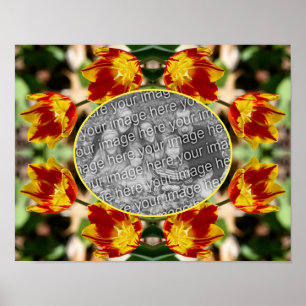 Fiery Tulip Flowers Ram Skapar ditt eget foto Poster