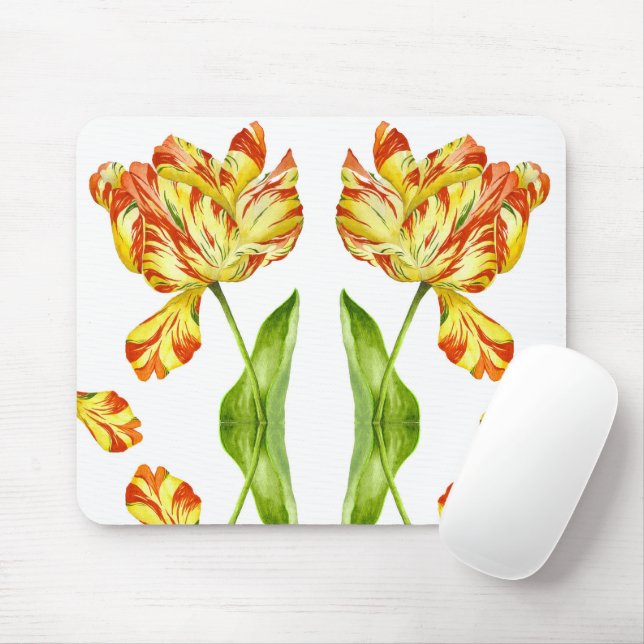 Fiery Tulips på en Mousepad Musmatta (Med mus)