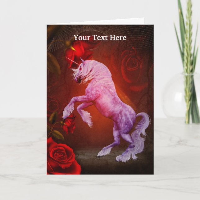 Fiery Unicorn Ro Fantasy Art Photo Card Kort (Framsida)
