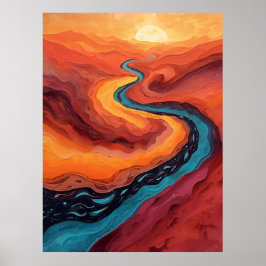 Fiery Väg - Vibrant Abstrakt Sunset liggande Poster