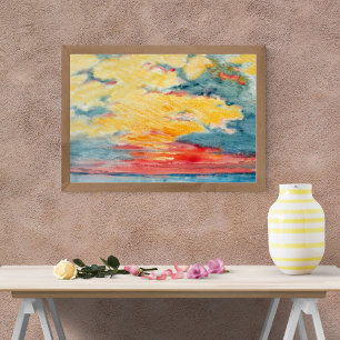 Fiery Watercolor Sunset Fototryck