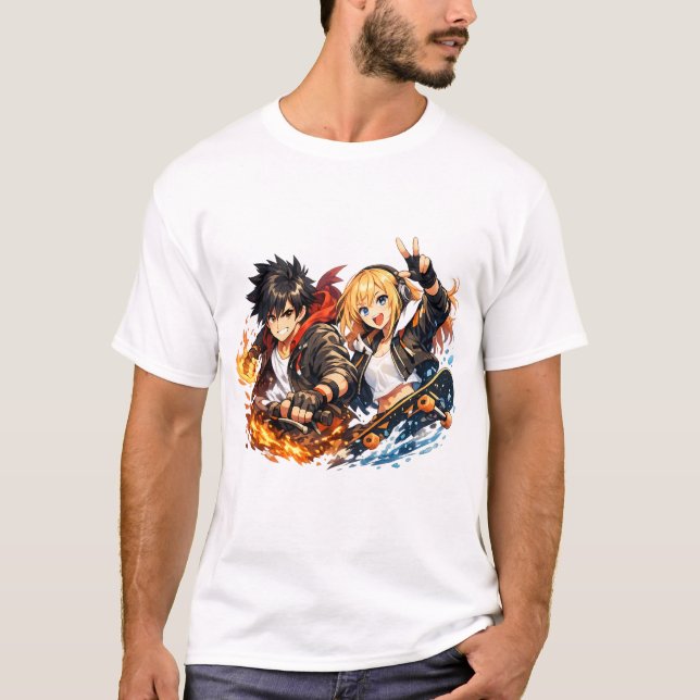 Fiery Wave Duo Skate Adventure T Shirt (Framsida)