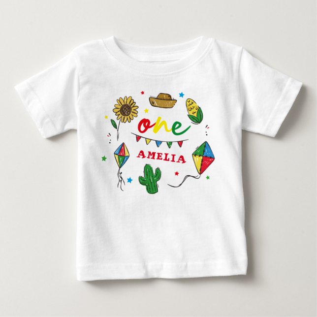 Fiesta 1:a födelsedagen t shirt (Framsida)