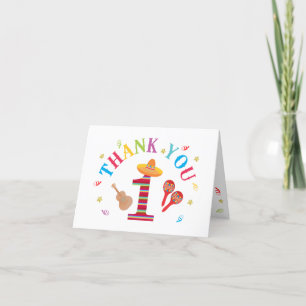 Fiesta 1-årsdag Söt mexikansk Tack Kort