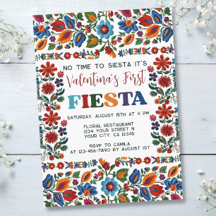 Fiesta 1st Birthday Folk Art Blommigt Inbjudningar